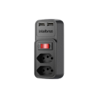 ADAPTADOR CARREGADOR DE 2 TOMADAS E 2 USB INTELBRAS EAC 202 PT - PRETO